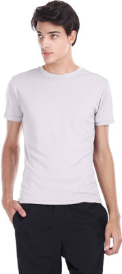 

Zobello Solid Men's Round Neck Grey T-Shirt, Soft grey