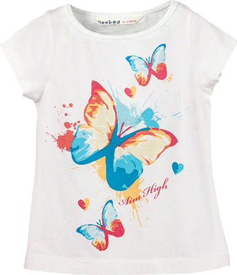 

Beebay Girls Graphic Print T Shirt(White)