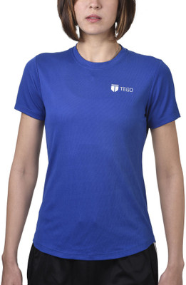 

Tego Solid Women' Round Neck Blue T-Shirt
