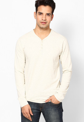 

Jack & Jones Solid Men's V-neck White T-Shirt, Whisper white