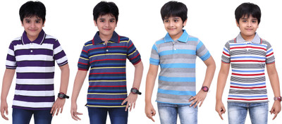 

Dongli Boys Striped T Shirt(Multicolor, Pack of 4)