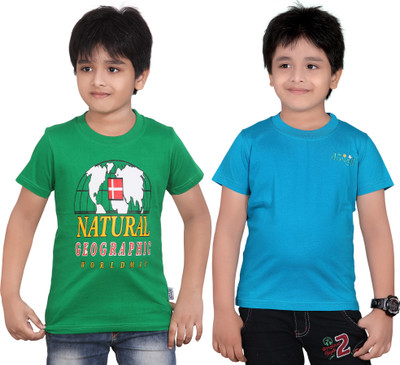 

Dongli Boys Solid T Shirt(Blue, Pack of 2)