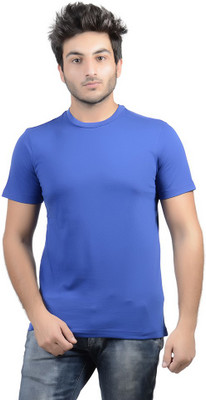 

DS WORLD Solid Men's Round Neck Blue T-Shirt, Royal blue