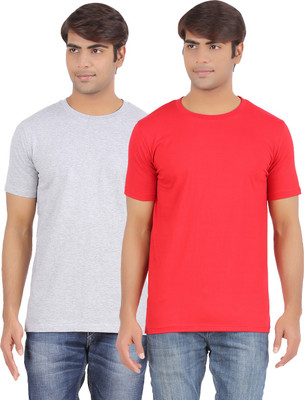

Ap'pulse Solid Men's Round Neck Grey, Red T-Shirt(Pack of 2), _gmel_red