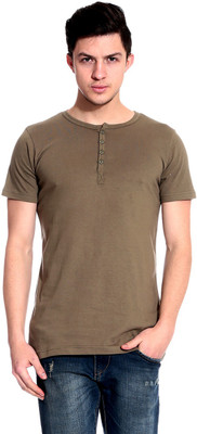 

Lemon & Vodka Solid Men's Henley Green T-Shirt