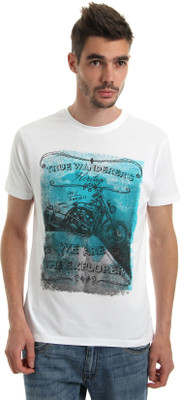

Wrangler Printed Men's Round Neck White T-Shirt