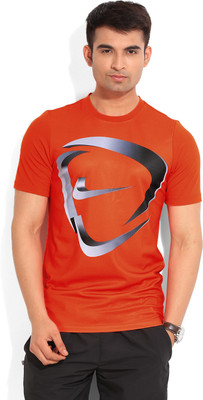 

Nike Printed Men' Round Neck Orange T-Shirt, 891