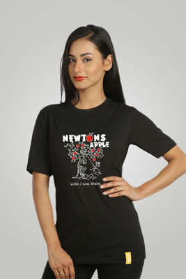 Campus Sutra Printed Women' Round Neck Black T-Shirt