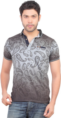 

Carbone Printed Men' Round Neck Brown T-Shirt, Lightbrown
