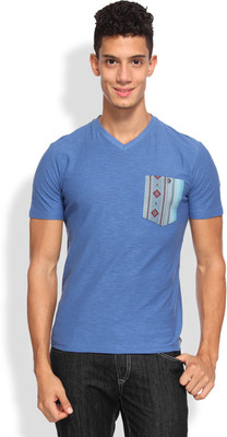 

Arise Solid Men's V-neck Light Blue T-Shirt, Cobalt blue