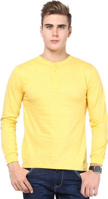 

Inkovy Solid Men' Henley Yellow T-Shirt