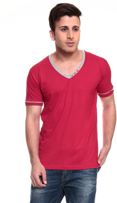 

Izinc Solid Men's V-neck Red T-Shirt
