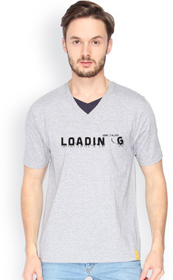 

Campus Sutra Solid Men V-neck Grey T-Shirt
