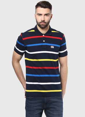 

Ajile by Pantaloons Striped Men's Polo Neck Dark Blue T-Shirt, Navy