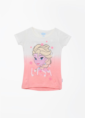 

Frozen Girls Printed T Shirt(White, Star white ( dip-dy