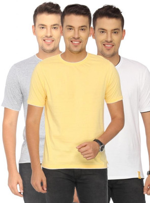 

Campus Sutra Solid Men Round Neck Grey, White, Yellow T-Shirt(Pack of 3