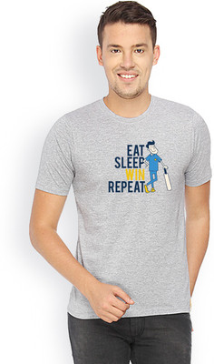 

Campus Sutra Printed Men Round Neck Grey T-Shirt