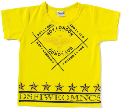 

Camey Boys Printed T Shirt(Yellow, Pack of 1