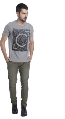 

Jack & Jones Graphic Print Men's Round Neck Grey T-Shirt, Light grey melange