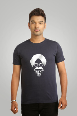 

Campus Sutra Printed Men Round Neck Blue T-Shirt