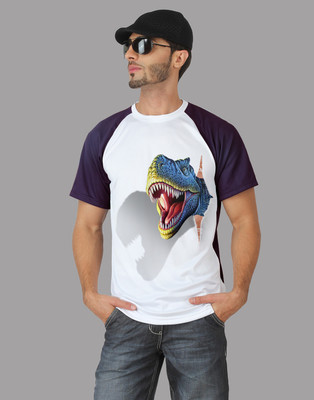 

Trionic Printed Men's Round Neck Purple T-Shirt, Deep purple