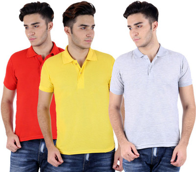 

Sanvi Traders Solid Men Polo Neck Multicolor T-Shirt(Pack of 3