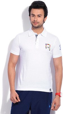 

REEBOK Printed Men's Polo Neck White T-Shirt, Wht