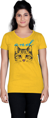 

Tantra Graphic Print Women's Round Neck Yellow T-Shirt