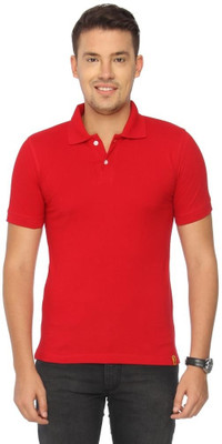 

Campus Sutra Solid Men Polo Neck Red T-Shirt