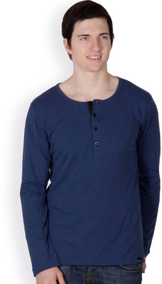 

Rigo Solid Men's Henley Blue T-Shirt