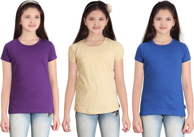 

FabTag - Sini Mini Girls Solid T Shirt(Multicolor