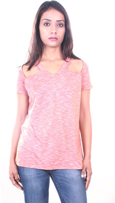 

AR2 Solid Women' V-neck Brown T-Shirt, Light brown