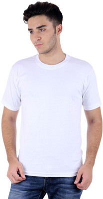 Clo Clu Solid Men' Round Neck White T-Shirt