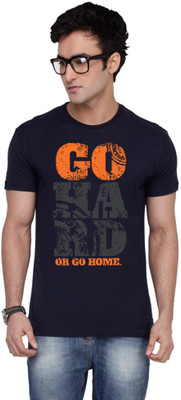

Inkovy Graphic Print Men' Round Neck Dark Blue T-Shirt, Navy