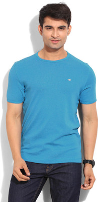 

Numero Uno Solid Men's Round Neck Blue T-Shirt, Blue melange