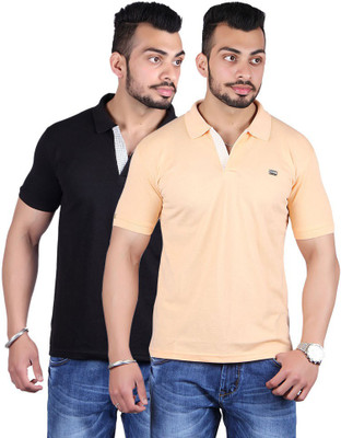 

Shineway Solid Men's Polo Neck Multicolor T-Shirt(Pack of 2, Baba;black