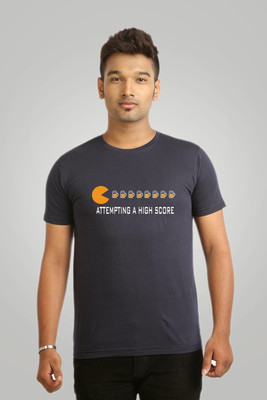

Campus Sutra Printed Men Round Neck Blue T-Shirt
