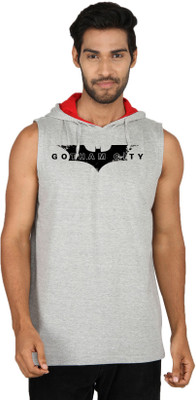 SayItLoud Printed Men's Hooded Grey T-Shirt