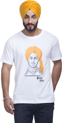 

Nihaal Printed Men's Round Neck White T-Shirt