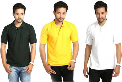 

Keepsake Solid Men's Polo Neck Multicolor T-Shirt(Pack of 3, H white