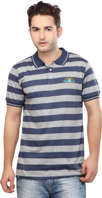 

Free Spirit Striped Men's Polo Neck Blue, Grey T-Shirt, Multicolor
