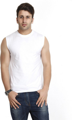

Purple Square Solid Men's Round Neck White T-Shirt