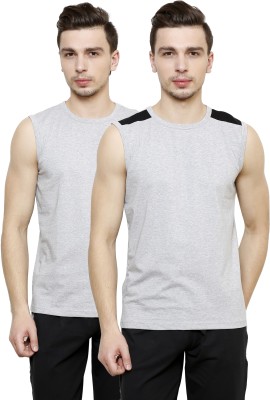 

Casual Tees Solid Men's Round Neck Grey, Grey, Black T-Shirt(Pack of 2, Black;grey