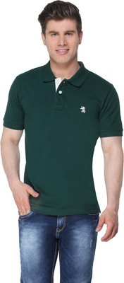 

The Cotton Company Solid Men's Polo Neck Dark Green T-Shirt, Avocado green