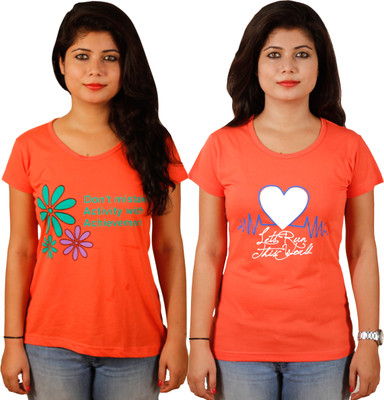

Tryd Printed Women's Round Neck Multicolor T-Shirt(Pack of 2)