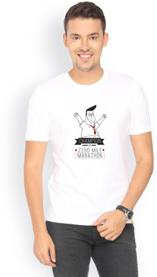 

Campus Sutra Printed Men Round Neck White T-Shirt