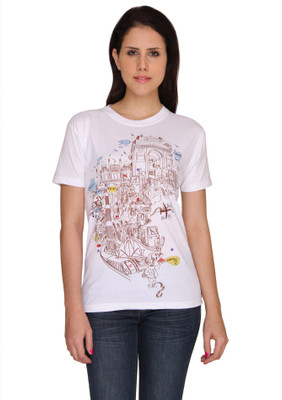 

Idiot Theory Graphic Print Women' Round Neck White T-Shirt