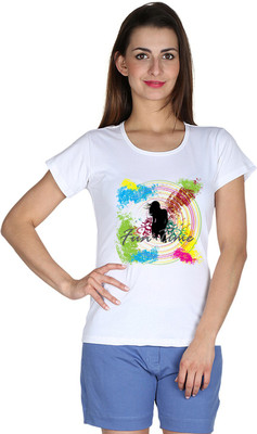 

Faireno Printed Women's Round Neck White T-Shirt