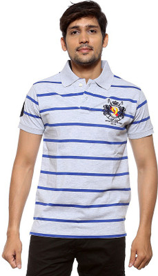 

Sports 52 Wear Striped Men's Polo Neck Grey T-Shirt, Melange