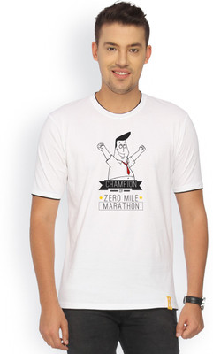 

Campus Sutra Printed Men Round Neck White T-Shirt